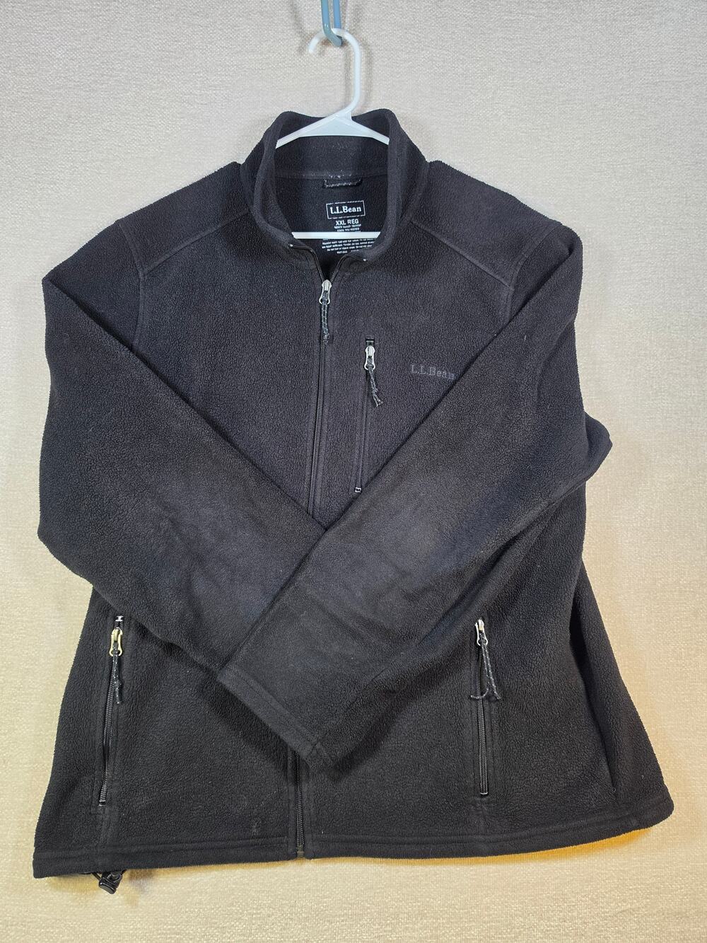 LL Bean Sweater Fleece Jacket Full Zip Black Tech Layer Men Size XXL Reg